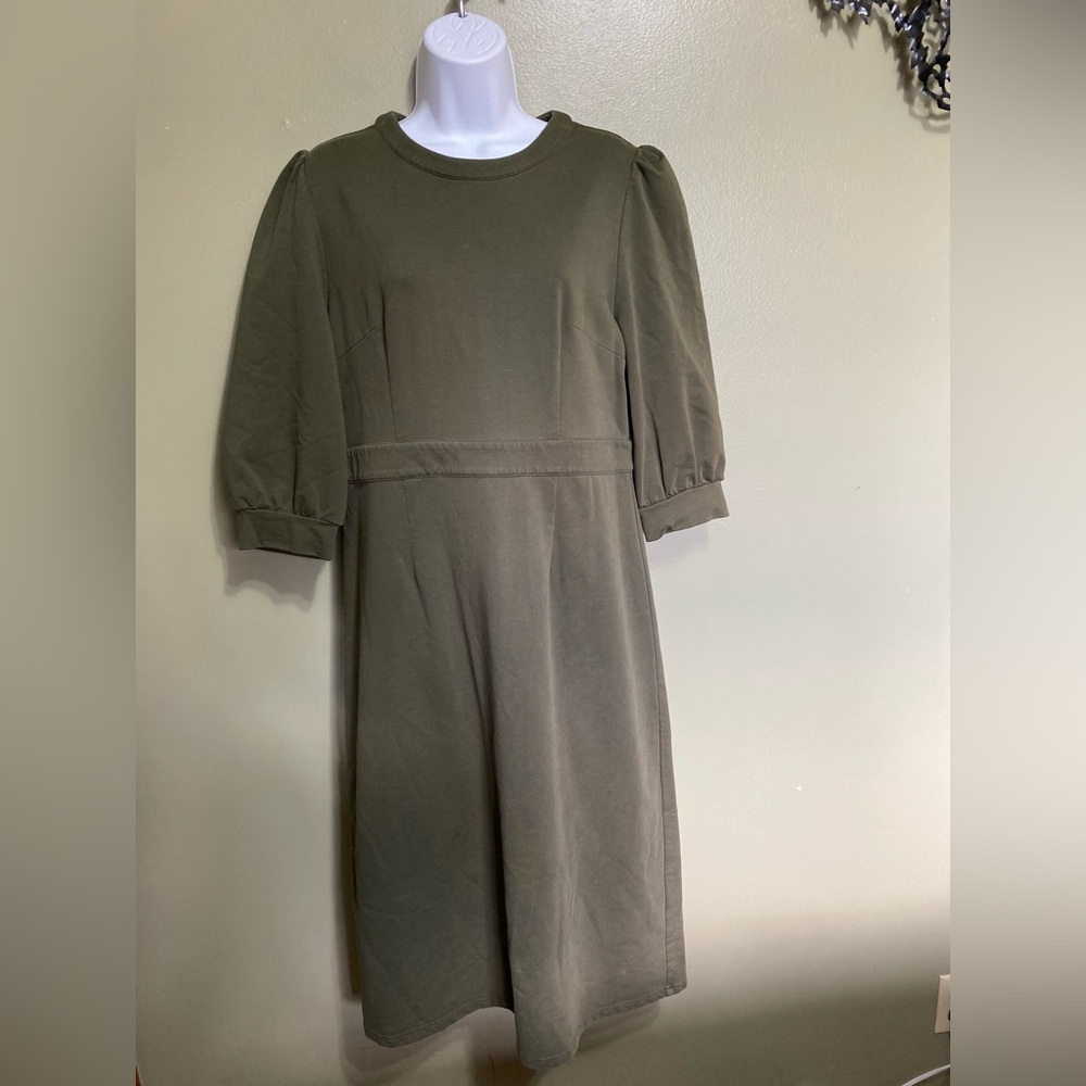CAARA Olive‎ Green Short Sleeved Sweatshirt Dress, Size XL